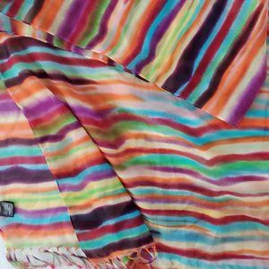 Rainbow Tie-Dye Scarf Sheer Stripes Purple Red